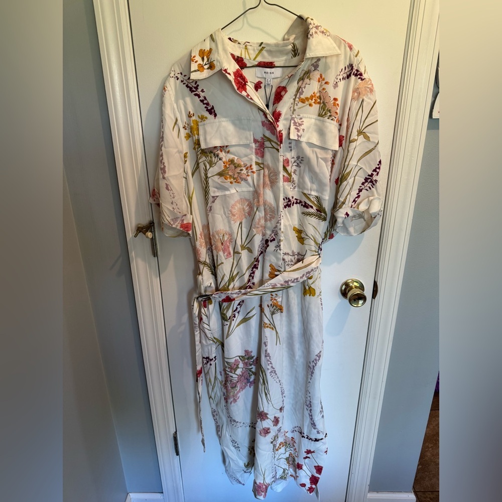 Reiss White And Red Floral Maxi Dress